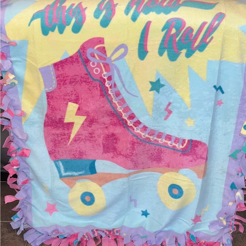 Handmade By Me! Brand New! Roller Skate Fleece Blanket